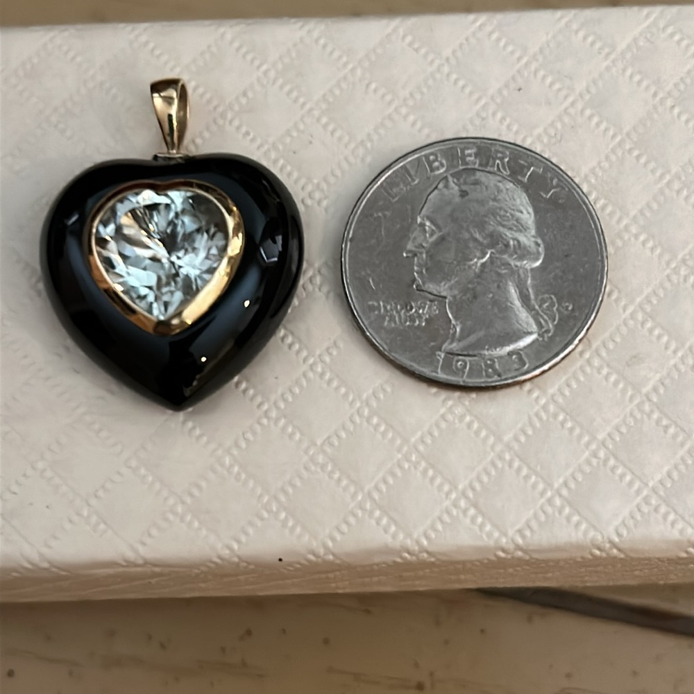 14k onyx heart pendant - Picture 3 of 3